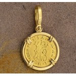  Spain 1/2 Escudos Gold Coin Charles III Dated 1765 in Solid 18kt Gold Pendant